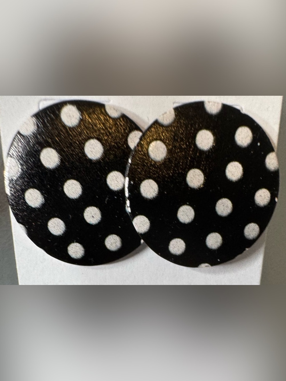 Black Polka Dot Round Stud Earrings trendy vintage style pin-up retro chic